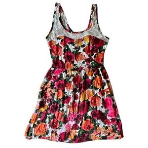 Kirra Floral Dress with Lace Detail, Size Medium Tank Dress, Pacsun